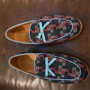 Marc Nolan Multicolor Plaid Loafers with Blue Trim